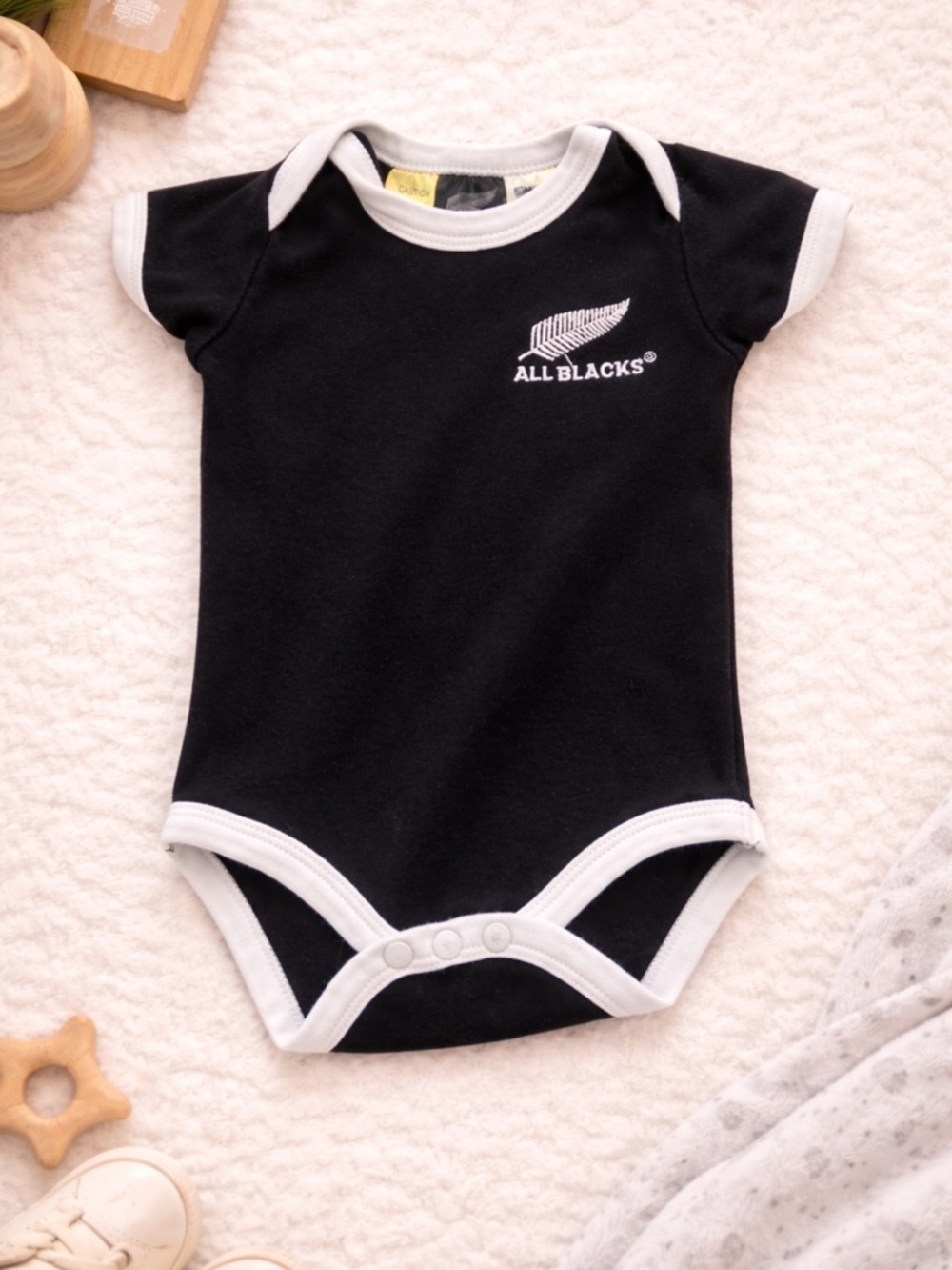 All Blacks Rugby Baby Onesie 3-6M Black Infant Bodysuit One Piece Sports Logo